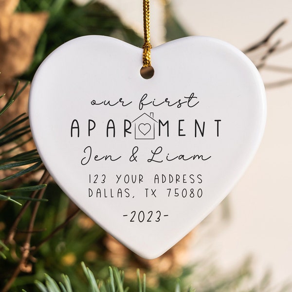 Our First Apartment, Personalized Ornament Keepsake, New House Christmas Gift, Housewarming, Moving Gift, Home Decor, Custom Home Address