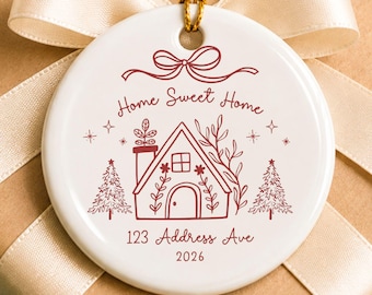 Personalized New Home, Home Sweet Home Christmas Ornament, Custom Address Ornament, First Home Gift, New Homeowner Housewarming Gift