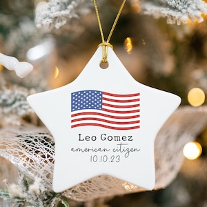 Personalized American Citizen Ornament, American Citizenship Custom Keepsake Christmas Gift, US Citizen, New Citizen Gift, American Flag,