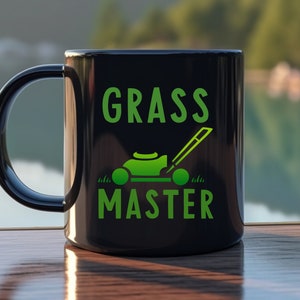 Taza de café "Grass Master", regalo divertido de jardinería, regalo para el Día del Padre, cumpleaños, cortacésped, regalo para exteriores para hombres, regalo para papá, esposo, hermano.