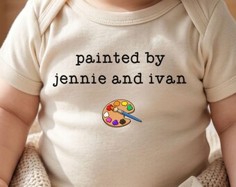 Painted By ONESIES® Brand Bodysuit, Personalized Parents Names, Newborn Outfit, Baby Shower, Artist Baby Clothes, Custom Baby Announcement