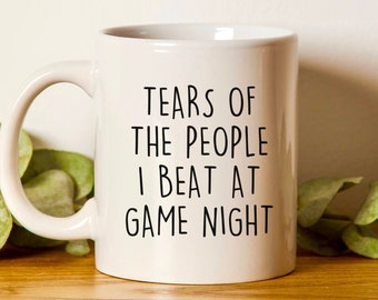 Lágrimas de la gente a la que vencí en una noche de juegos, Noche de juegos en familia, Juego de mesa, Regalos para gamers, Videojuegos, Regalos para amigos, Gamer de rol, Taza divertida