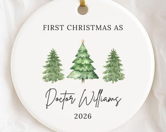 Personalized Doctor Christmas Ornament, First Christmas as a Doctor Gift, Medical School Graduation Gift, New Doctor Ornament