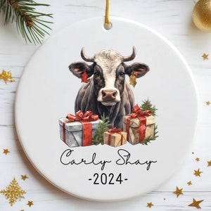 Personalisierte Weihnachtskuh Ornament, Name Ornament, Tierliebhaber, Bauernhof Tier, Highland Kuh, Bauernhaus, Kuhliebhaber