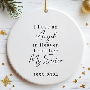 Angel In Heaven I Call Her My Sister, Loss Of Sister, Bereavement Gift, Remembrance Gift For Sibling, Sympathy Gift, Memorial Ornament