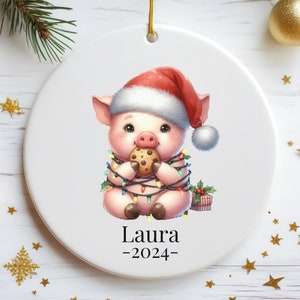 Schwein Weihnachtslichter Ornament, niedliches Schweinchen Urlaub Andenken, individuelles Schwein Weihnachtsgeschenk, personalisiertes Schwein Geschenk, Bauernhof Tier, Schwein Mutter