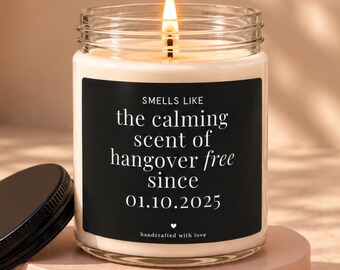 Scent Of Hangover Free, Funny Sobriety Recovery, Milestone Candle, Custom Sobriety Anniversary, Sober Gift, Encouragement Candle