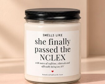 NCLEX Gift for Nurse, Passed the NCLEX Candle, New RN Gift, Registered Nurse Graduation Gift, Nursing School Graduation, Nurse Gift for Her