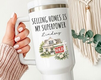 Personalized Realtor Tumbler, Real Estate Agent Gift, Selling Homes Is My Superpower, Custom Realtor Cup, Closing Gift for Realtor