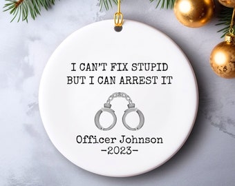 Funny Police Officer Christmas Ornament, Personalized Ornament Keepsake, Custom Police Gift, Police Academy Graduation, Gift For Cop,