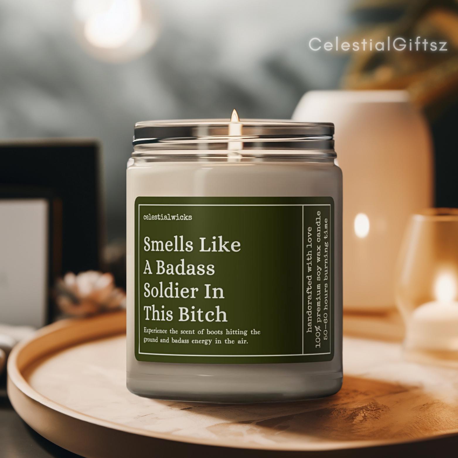 Smells Like Badass Soldier, Funny Welcome Home Gift For Soldier, Air Force Space Force Armed Forces BMT Airman Graduate Military Homecoming