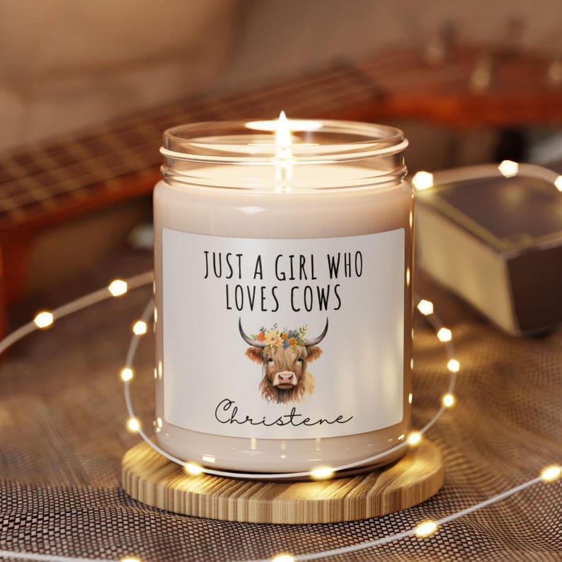 Just A Girl Who Loves Cows Candle, Funny Personalized Candle, Highland