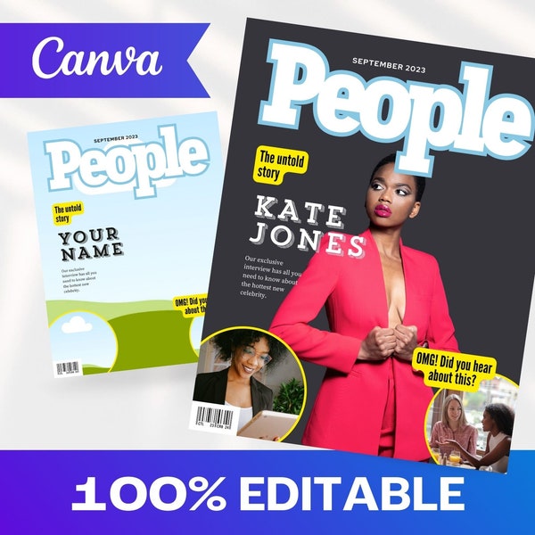 Gossip Magazine Cover Canva Template | Custom Magazine Cover | Canva Magazine | Canva Template | Digital Magazine Template | People Magazine