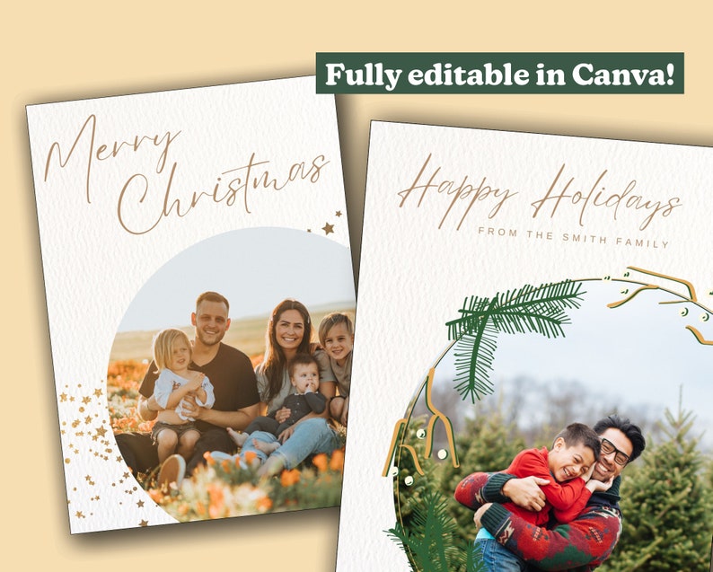 Canva Christmas Card Template 5x7 Photo Card Merry Christmas Etsy