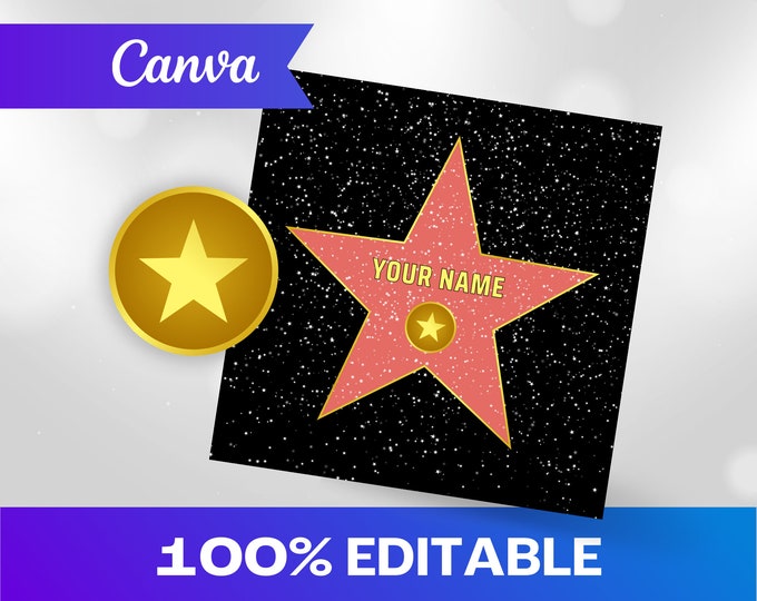 Hollywood Walk of Fame Stars Editable Printable Door Dec Door Tag Party ...