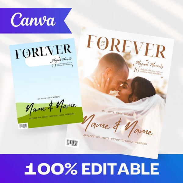 Forever Magazine Cover Canva Template / Descarga instantánea personalizable / Regalo de boda creativo / Regalo de aniversario / Boda personalizada