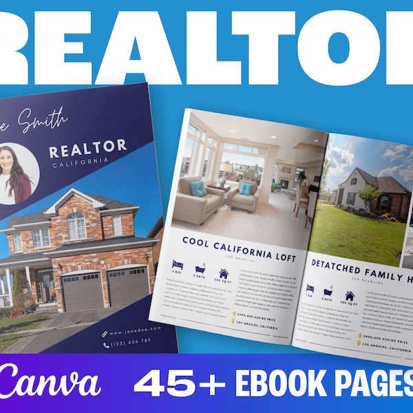 45+ Realtor ebook für Canva, Real Estate Template, Home Hunting, Canva Realtor Agent Template, Canva Template, Magazin Vorlage