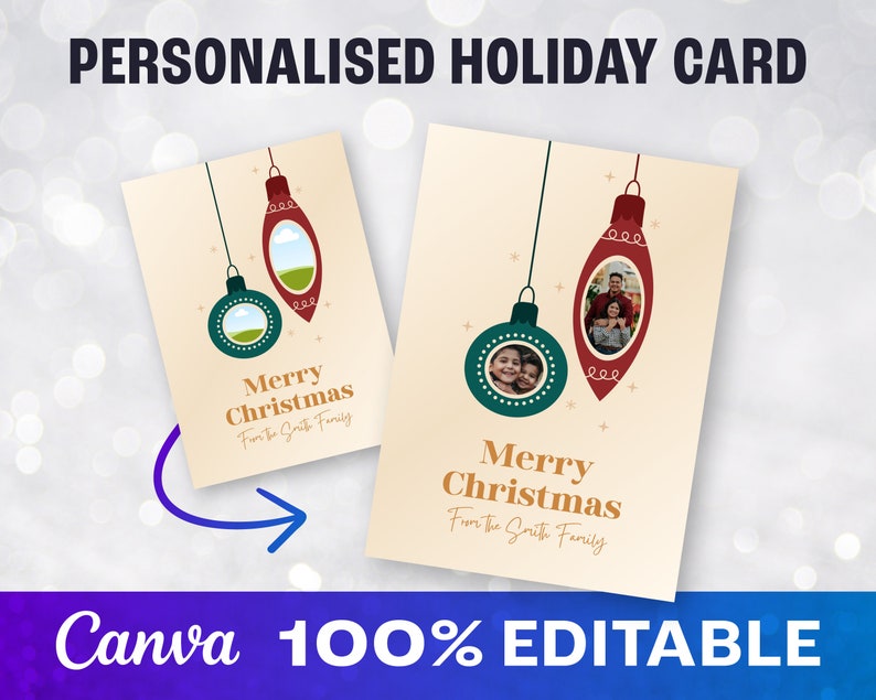 Canva Christmas Card Template 5x7 Photo Card Merry Christmas Etsy