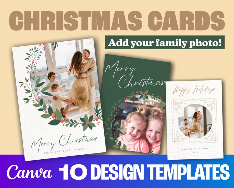 Canva Christmas Card Template 5x7 Photo Card Merry Christmas Etsy