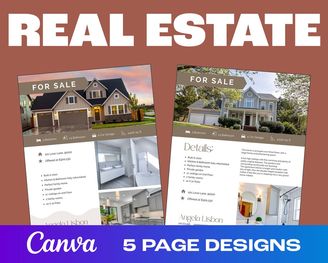 WOW Real Estate Home Feature Sheet Template Canva, for Sale Flyer, Open