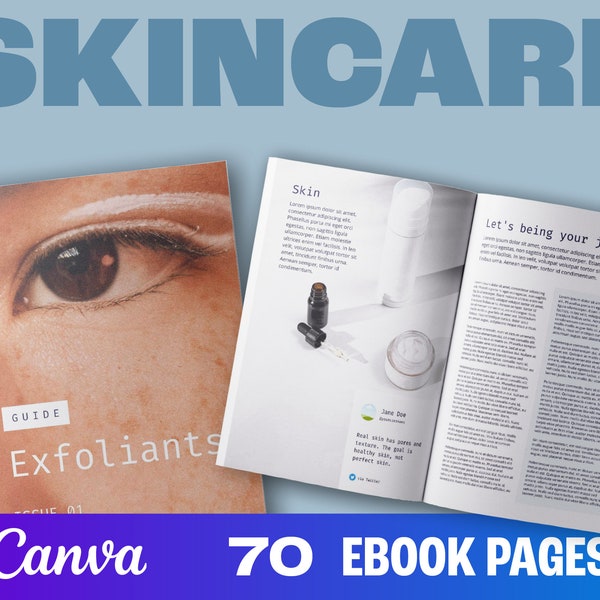 Modello di eBook per la cura della pelle per Canva / ebook estetista / modello di estetista / modello di brochure digitale / modello di pelle / pianificatore di bellezza