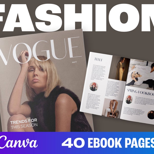Fashion Magazine Template | Canva Template | ebook Template | Canva Magazine | Canva Template | Digital Magazine Template | Vogue Magazine
