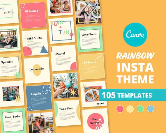 105 Rainbow Instagram Templates for Canva Abstract Instagram - Etsy UK