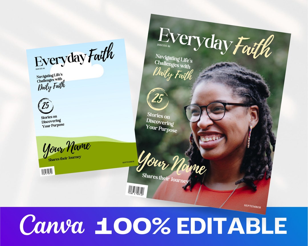 Everyday Faith Magazine Cover Canva Template Custom Magazine Cover