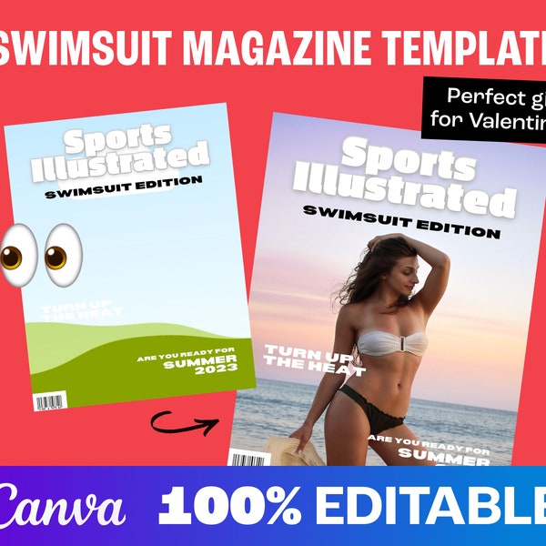 Swimsuit Magazine Cover | Canva Template | Custom Magazine Cover | Canva Magazine | Canva Template | Digital Magazine Template | Valentines