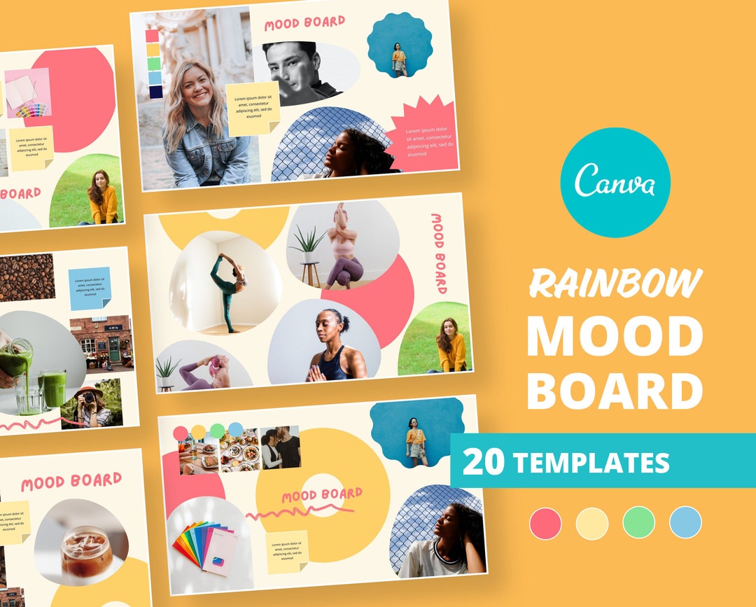 20 Rainbow Mood Board Template Drag & Drop Canva - Etsy UK