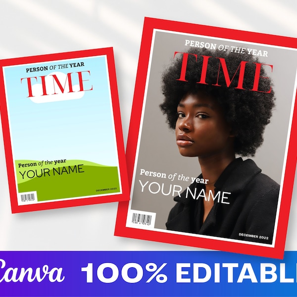 News Magazine Cover Canva Template | Custom Magazine Cover | Canva Magazine | Canva Template | Digital Magazine Template | Time Report