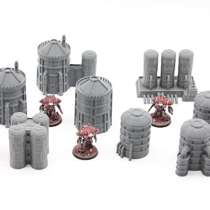 Bundle of 3D Printed Industrial Silo Buildings Titanicus Battletech Terrain Scenery for 1/300 6mm Epic Scale Miniature Wargames