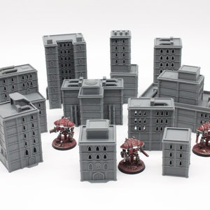 3D Printed Bundle of 10 City Buildings Titanicus Terrain Scenery for 1/300 6mm Epic Scale Miniature Wargames