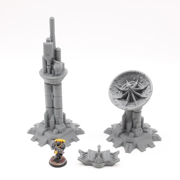 2 3D Printed Radio Towers Scenery Terrain for 28mm Tabletop Miniature Wargaming