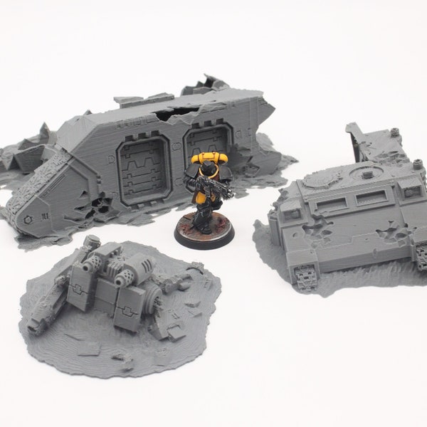 Bundle of Destroyed Battlefield Vehicles Scenery Scatter Terrain for 28mm Miniature Wargaming