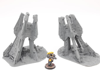 2 Crashed Open Sci Fi Landing Capsules Scenery Scatter Terrain for 28mm Miniature Wargaming
