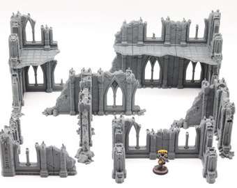 Bundle 1 of 3D Printed V2 Gothic Ruined Structures Scenery Terrain for 28mm Tabletop Miniature Wargaming
