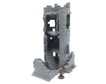 Huge Ruined Necromancer Tower Building Terrain Scenery for 28mm DnD Miniature Fantasy Games