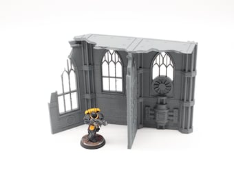 3D Printed 'J shape' Ruined Wall Scenery Terrain for 28mm Tabletop Miniature Wargaming