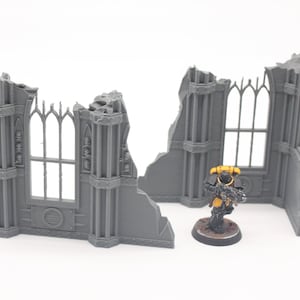 3D Printed Tall Corner Gothic Ruins Scenery Scatter Terrain for 28mm Tabletop Miniature Wargames