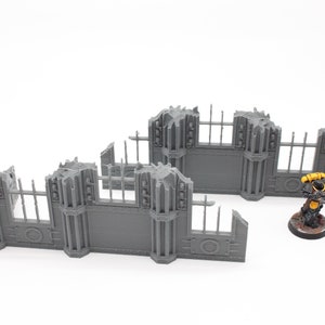 Two 3D Printed Low Gothic Ruined Walls Scatter Terrain for 28mm Tabletop Miniature Wargaming