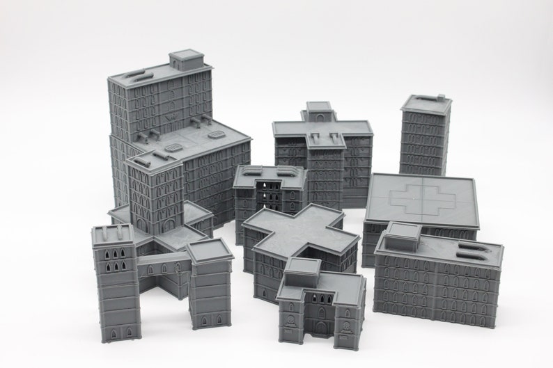 Expansion Bundle of 10 Large City Buildings Titanicus Battletech Terrain Scenery for 1/300 6mm Epic Scale Miniature Wargames image 2