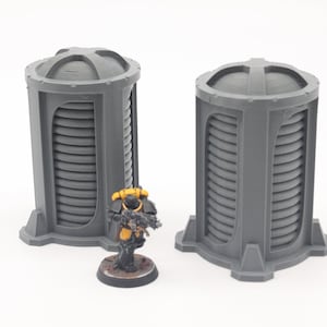 3D Printed Sci-Fi Plasma Coil Towers Scenery Scatter Terrain for 28mm Tabletop Miniature Wargaming