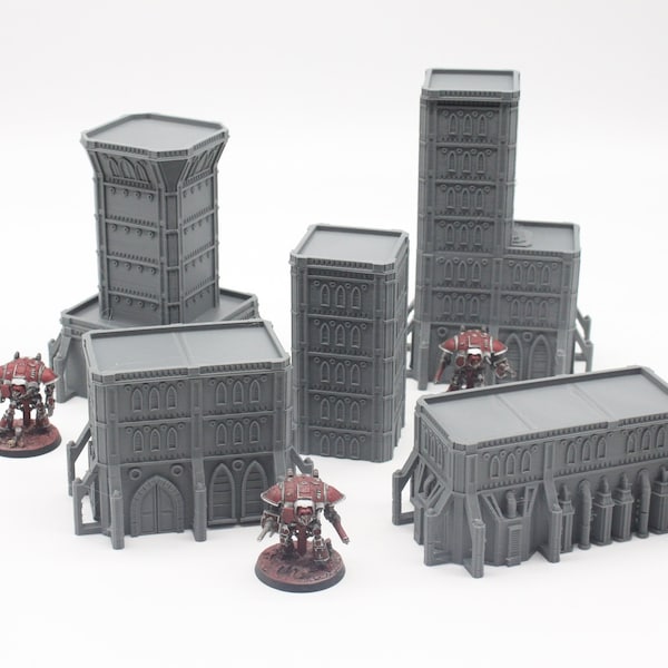Bundle of 5 Gothic Style Buildings Titanicus Battletech Terrain Scenery for 1/300 6mm Epic Scale Miniature Wargames