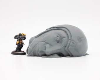 3D Printed Fallen Statue Head Scenery Scatter Terrain for 28mm DnD and Fantasy Miniature Wargaming