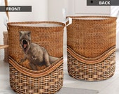 Dinosaur , T-rex Rattan Teaxture Laundry Basket LQT, Laundry Basket, Laundry Round Brown Basket, Laundry hamper, High Quality Basket, Gift