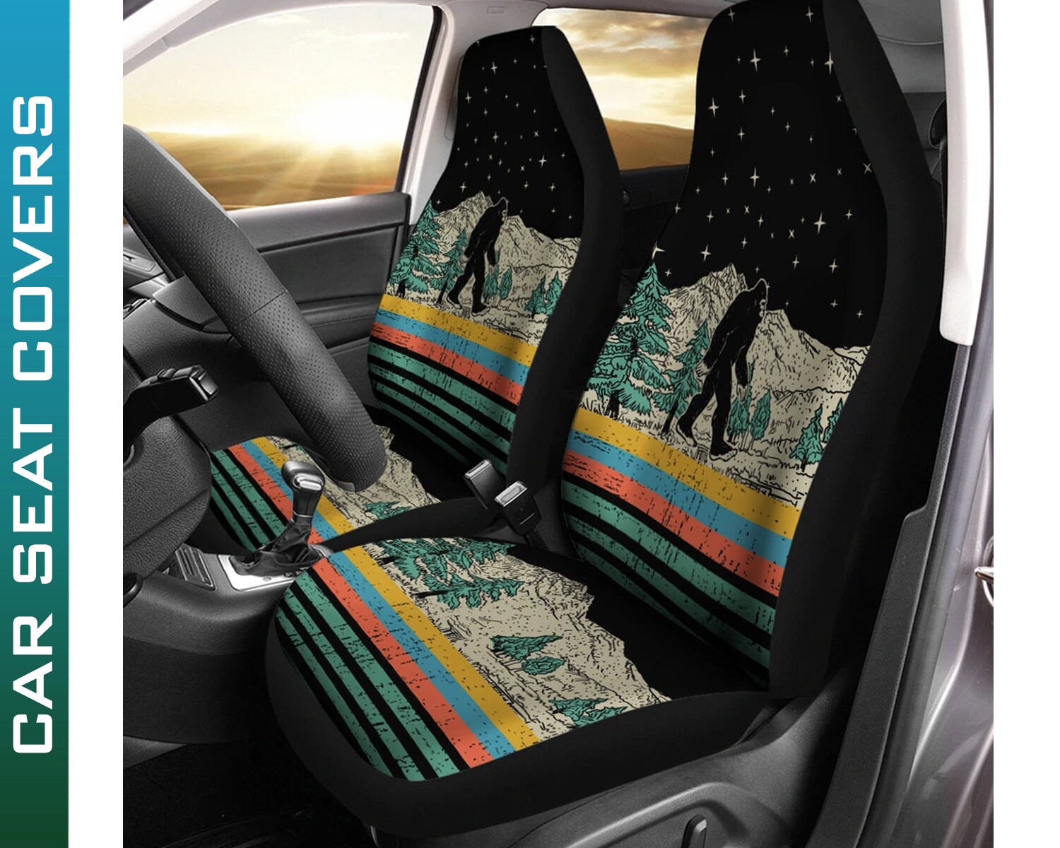 Bigfoot Seat Covers Pair Sasquatch Car Seat Covers Covers Etsy