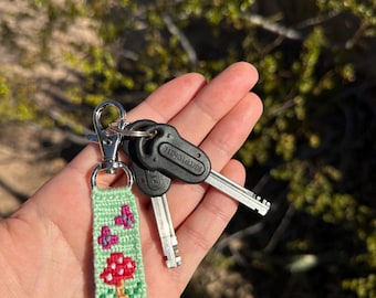 Mushroom Macrame Keychain – Cottagecore Friendship Bracelet