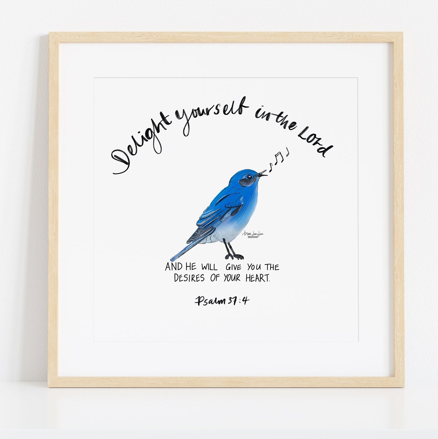 Bluebird With Scripture Bluebird Art Print | Psalms 37:4 Bible Verse, Christian Gift - Etsy