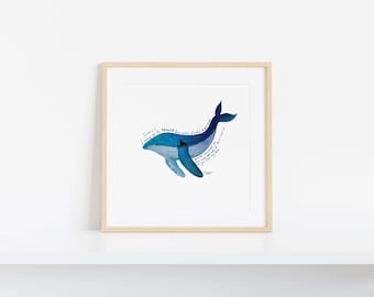Jonás y la ballena / Jonás 1:17, 2:2 / Arte con versículos bíblicos / ballena / Regalo cristiano personalizado / guardería / Regalo para niños